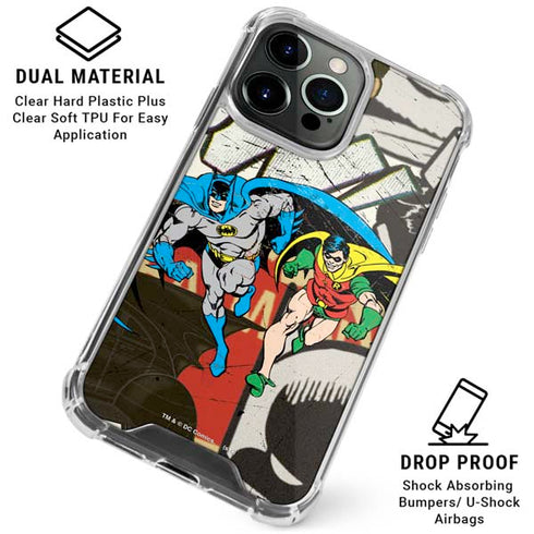 DC Comics Batman and Robin Vintage Action Pose iPhone 16 Pro Clear Case